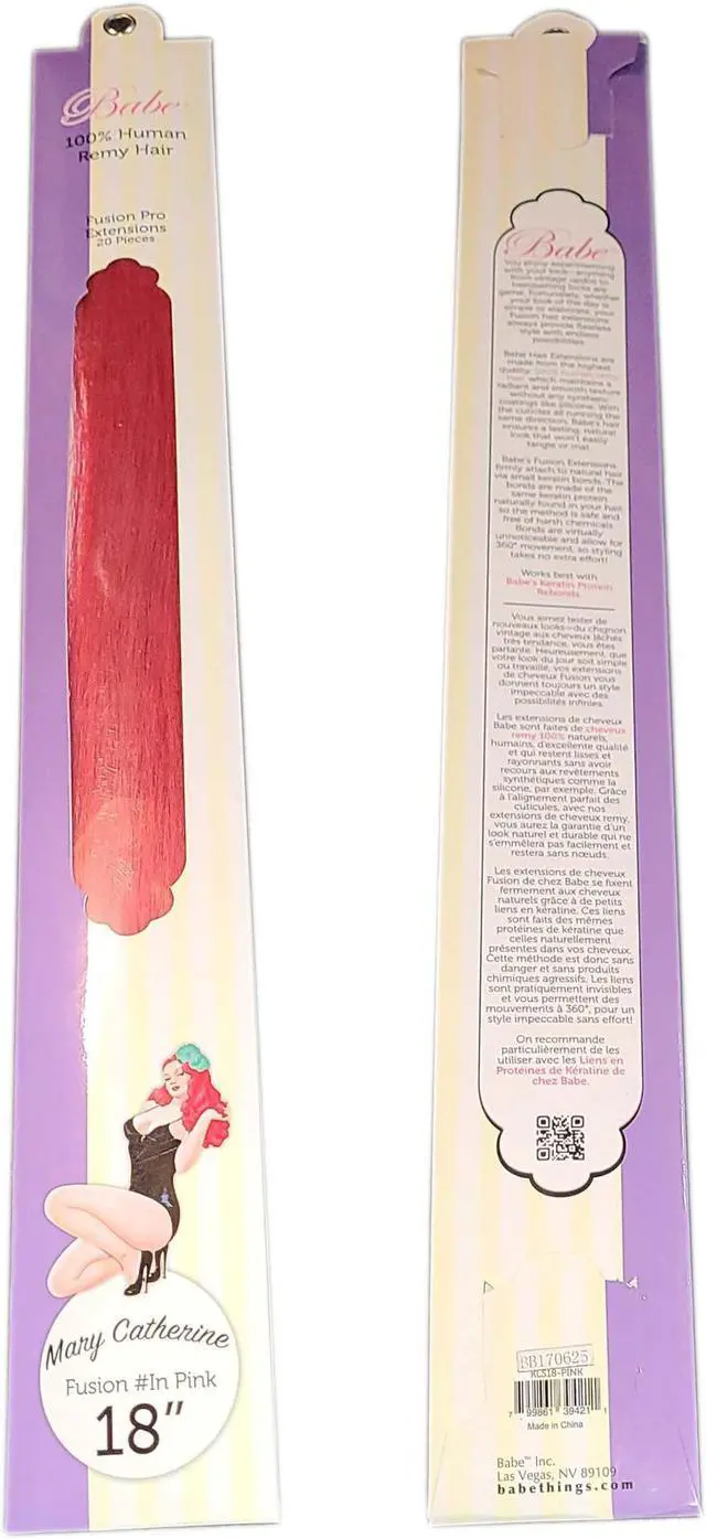 Main image of Babe Fusion Pro Extensions 18 Inch Mary Catherine #Pink 20 Pieces 100% Human Remy Hair