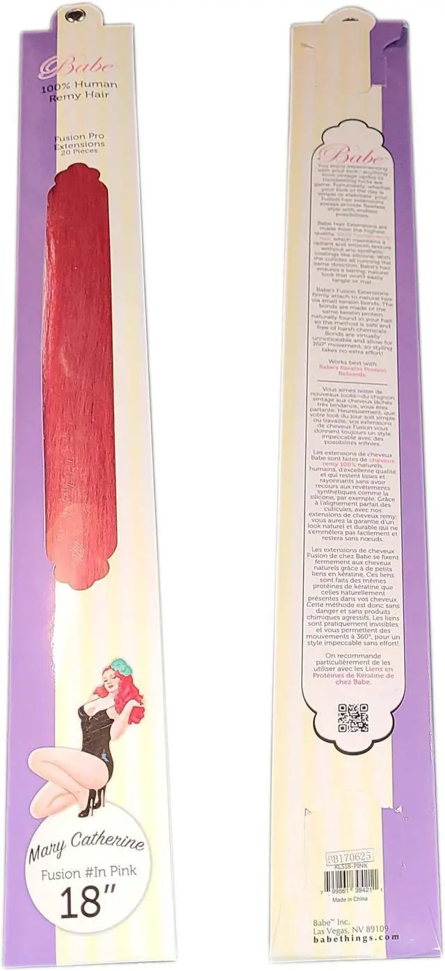 Alt view image 3 of 3 - Babe Fusion Pro Extensions 18 Inch Mary Catherine #Pink 20 Pieces 100% Human Remy Hair