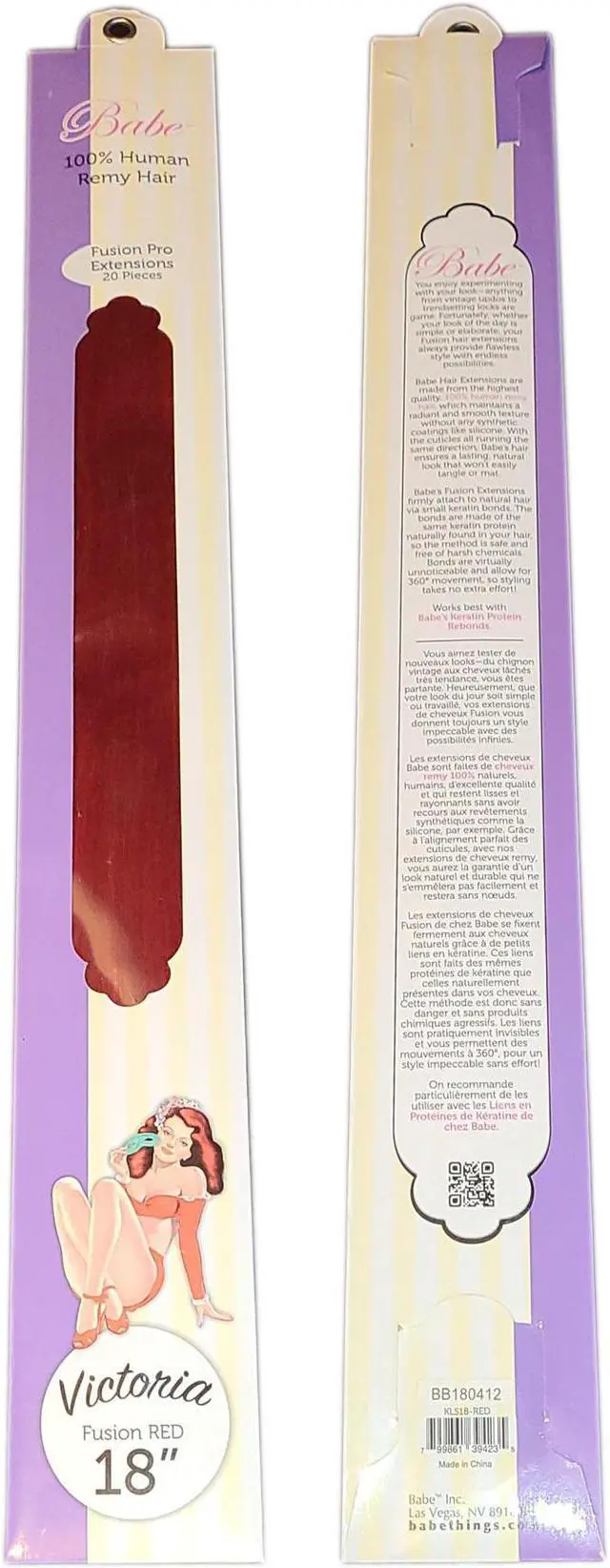 Main image of Babe Fusion Pro Extensions 18 Inch Victoria #Fusion Red 20 Pieces 100% Human Remy Hair
