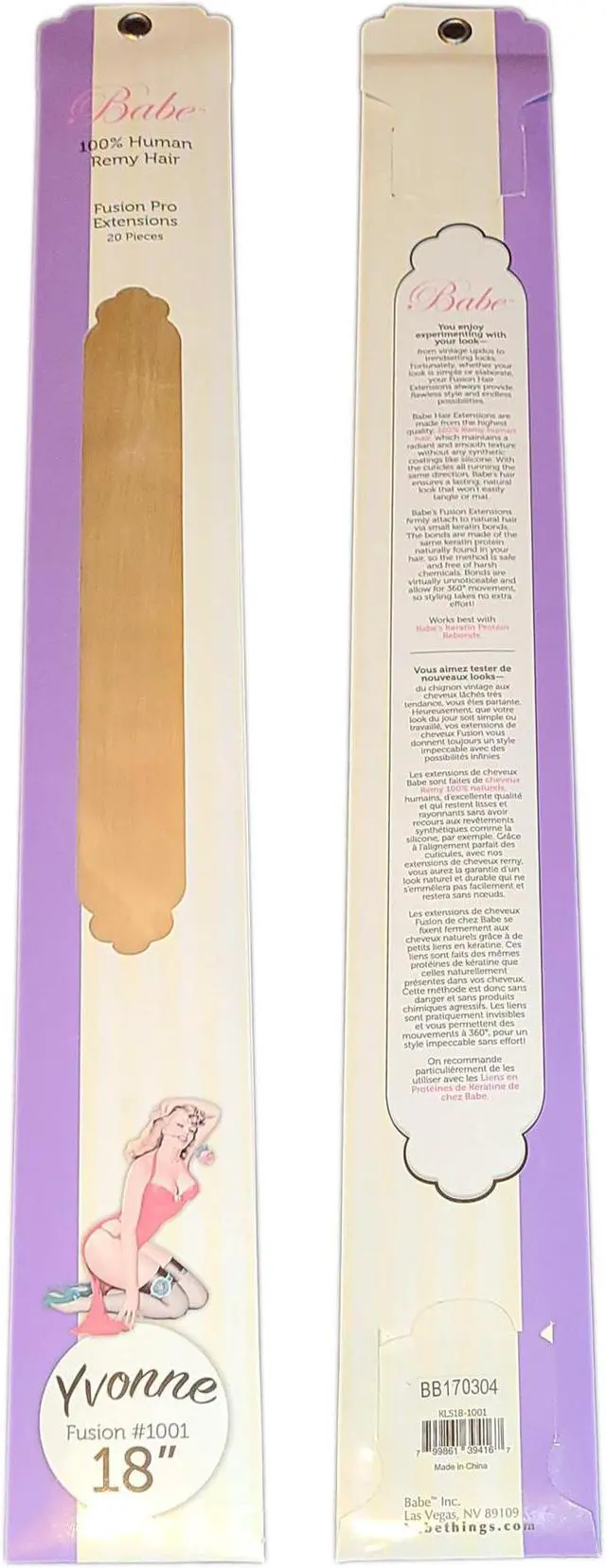 Alt view image 3 of 3 - Babe Fusion Pro Extensions 18 Inch Yvonne #1001 20 Pieces 100% Human Remy Hair