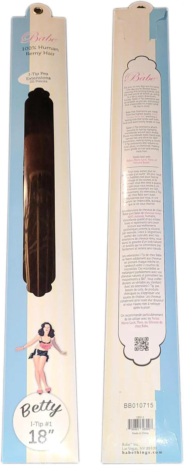 Alt view image 3 of 3 - Babe I-Tip Pro 18 Inch Betty #1 Hair Extensions 20 Pieces Straight Color