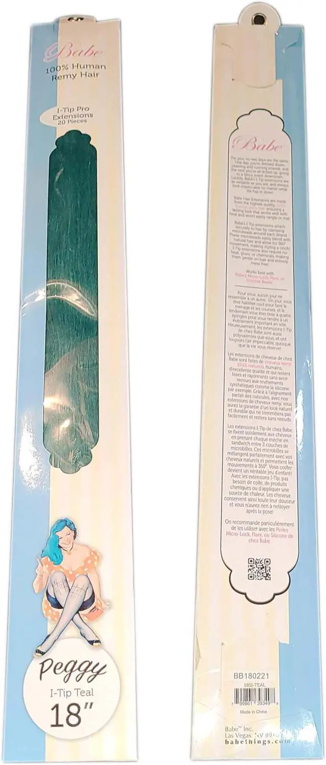 Main image of Babe I-Tip Pro 18 Inch Peggy #Teal Hair Extensions 20 Pieces Straight Color