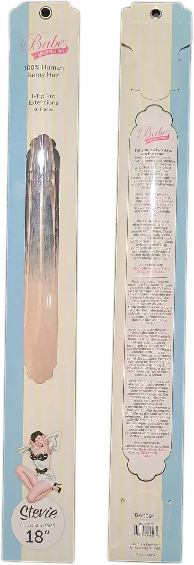 Main image of Babe I-Tip Pro 18 Inch Stevie #Ombre 1B-60 Hair Extensions 20 Pieces Straight Color