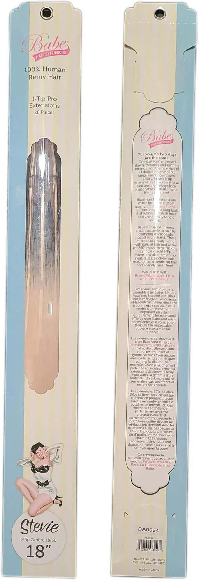 Alt view image 3 of 3 - Babe I-Tip Pro 18 Inch Stevie #Ombre 1B-60 Hair Extensions 20 Pieces Straight Color