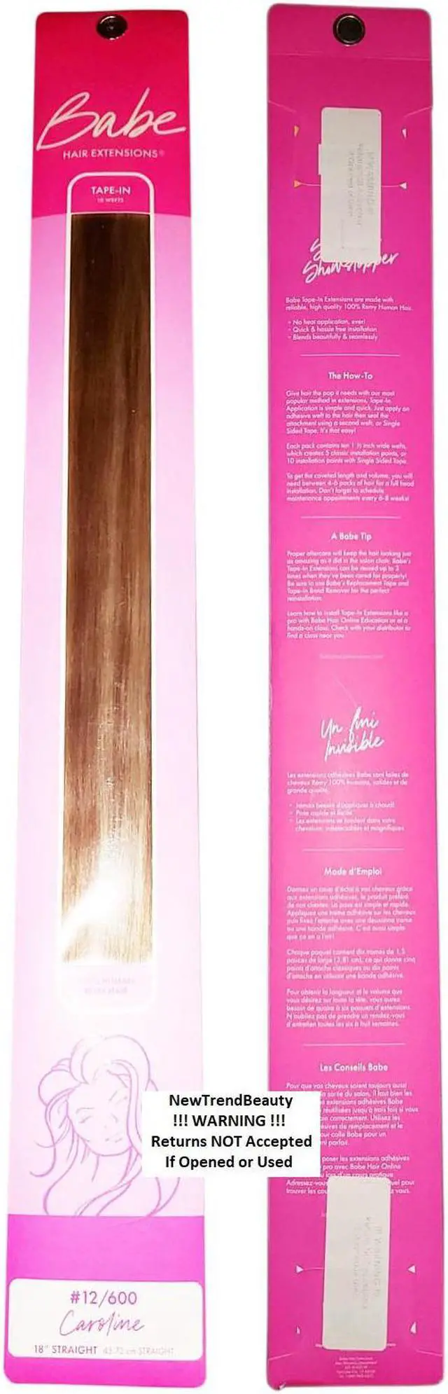 Alt view image 3 of 4 - Babe Tape-In 18 Inch Caroline #12/600 Hair Extensions 10 Wefts Straight Color