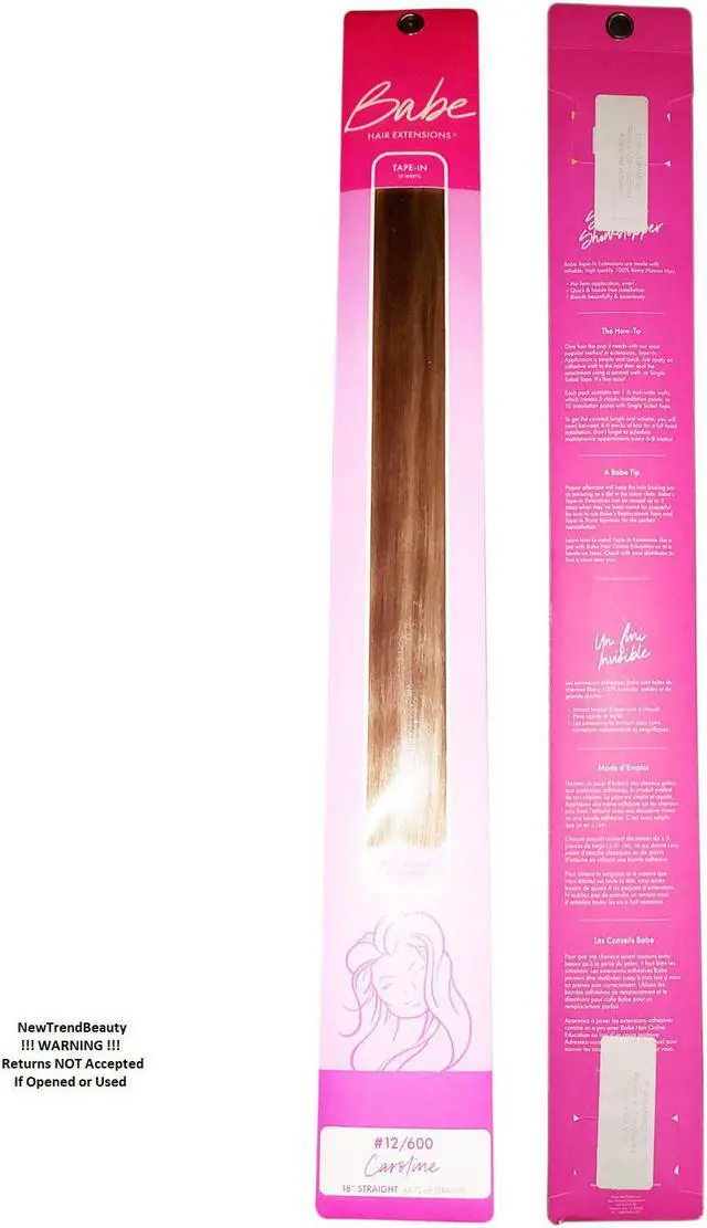 Alt view image 4 of 4 - Babe Tape-In 18 Inch Caroline #12/600 Hair Extensions 10 Wefts Straight Color
