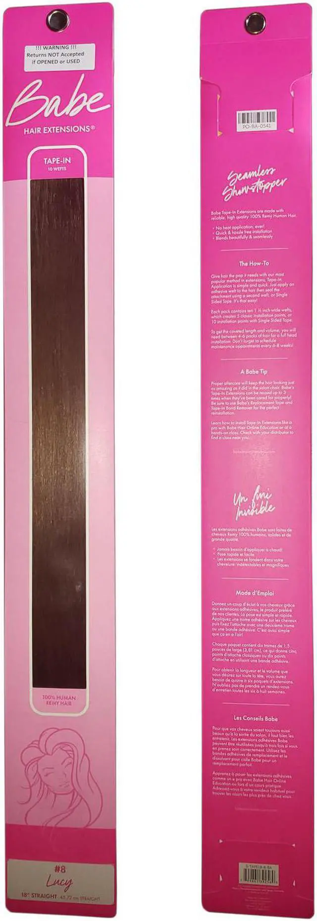 Main image of Babe Tape-In 18 Inch Lucy #8 Hair Extensions 10 Wefts Straight Color