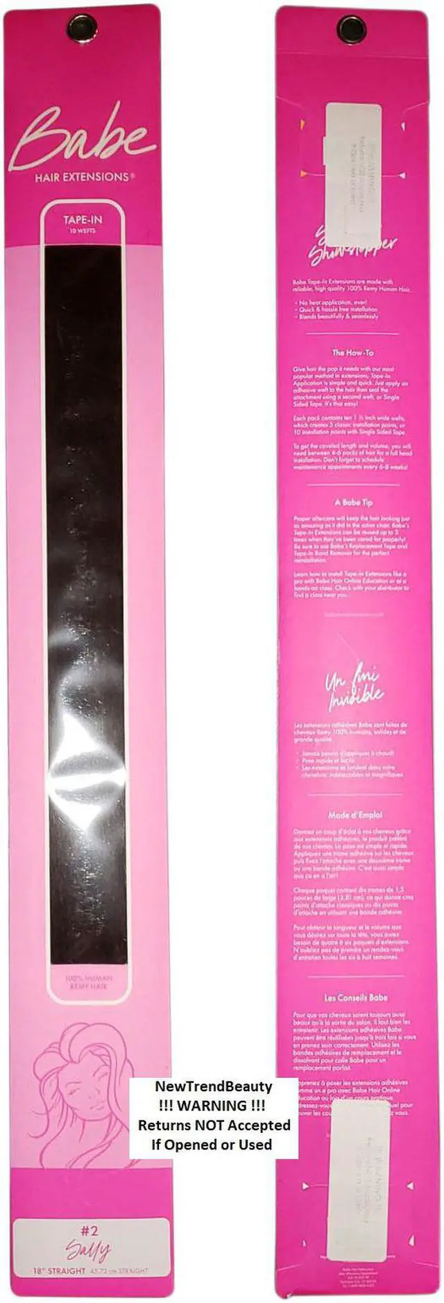 Alt view image 3 of 4 - Babe Tape-In 18 Inch Sally #2 Hair Extensions 10 Wefts Straight Color