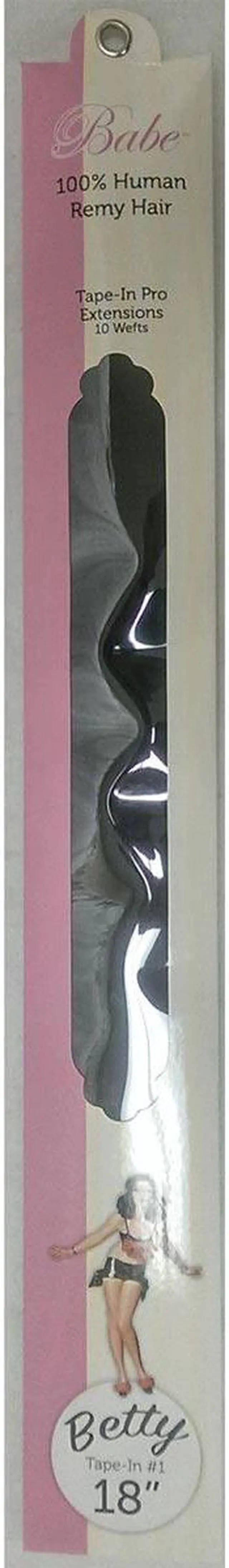 Alt view image 3 of 3 - Babe Tape-In Pro Extensions 18 Inch Betty #1 10 Wefts 100% Human Remy Hair