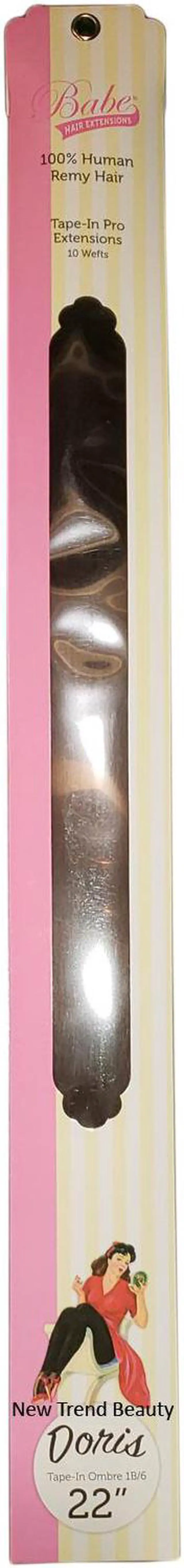 Main image of Babe Tape-In Pro Extensions 22 Inch Doris #Ombre 1B-6 10 Wefts 100% Human Remy Hair