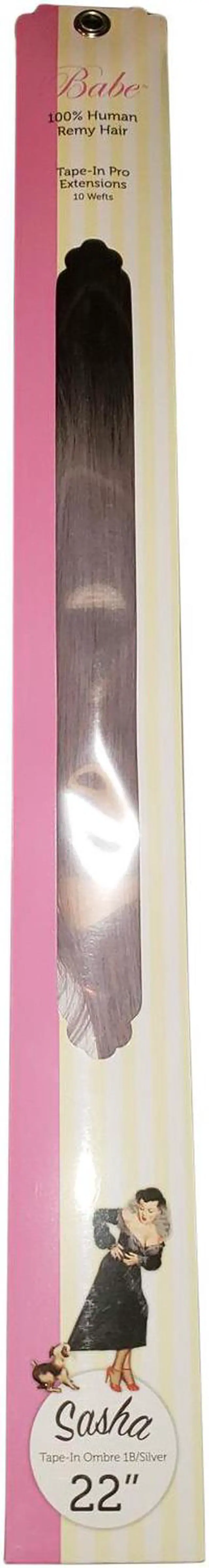 Alt view image 4 of 4 - Babe Tape-In Pro Extensions 22 Inch Sasha #Ombre 1B-Silver 10 Wefts 100% Human Remy Hair