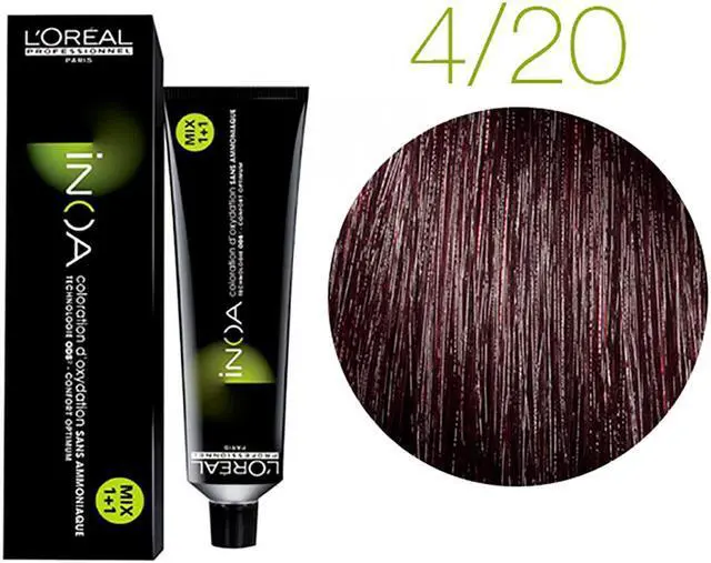 Alt view image 2 of 2 - Loreal Professionnel Paris Inoa 4.20 Extra Burgundy Brown ODS2 Ammonia-Free Permanent Haircolor European=4.20/4VN 2oz 60g