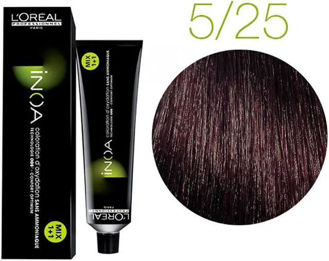Alt view image 2 of 2 - Loreal Professionnel Paris Inoa 5.25 Light Iridescent Mahogany Brown ODS2 Ammonia-Free Permanent Haircolor European=5.25/5VRv 2oz 60g