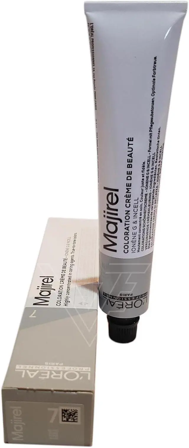 Main image of Loreal Professionnel Paris Majirel 7 Natural Blonde Permanent Hair Color Ionene G Incell European=7/7N 1.7oz 50ml