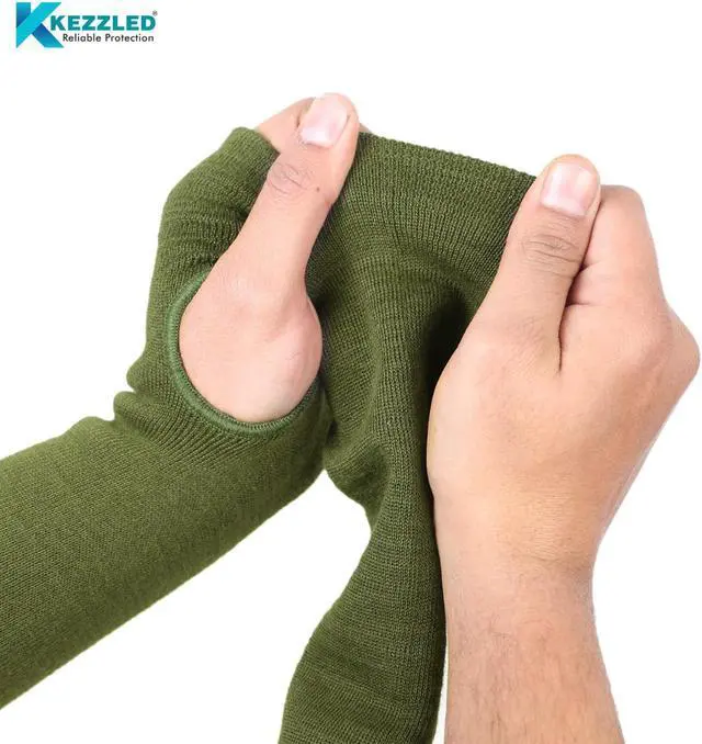 Alt view image 4 of 7 - KEZZLED Kevlar Sleeves for Men and Women  4 Way Protection Long Arm Sleeve with Thumb Hole - Best for Welding, Gardening, Anti-Bite, Heat and Cut Resistant