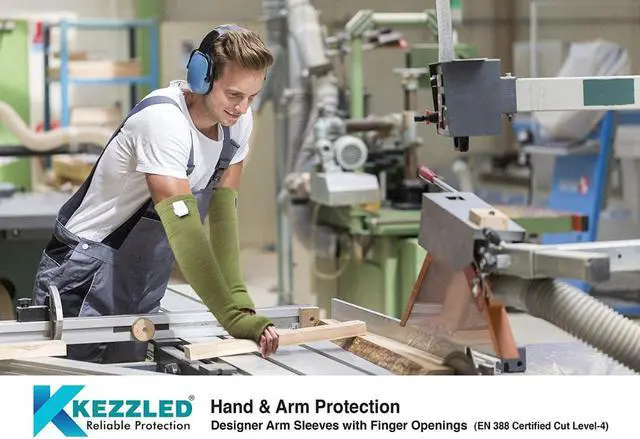 Alt view image 7 of 7 - KEZZLED Kevlar Sleeves for Men and Women  4 Way Protection Long Arm Sleeve with Thumb Hole - Best for Welding, Gardening, Anti-Bite, Heat and Cut Resistant