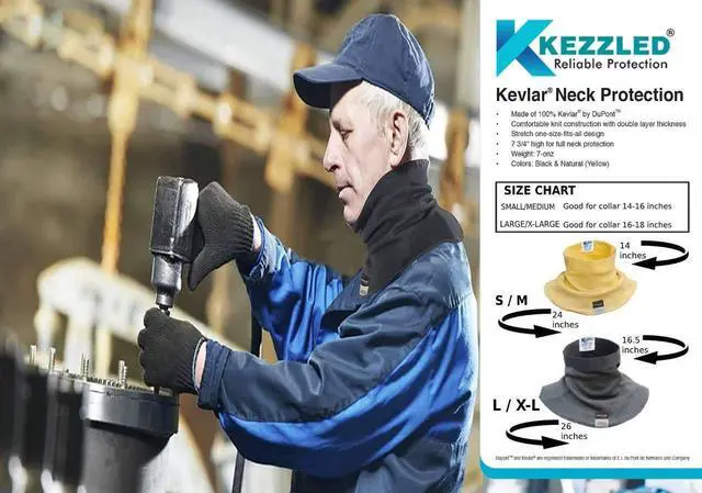 Alt view image 5 of 8 - KEZZLED Welding Neck Protector- Cut, Scratch, Heat & Flame Resistant Neck Protection, Neck Gaiter- Made of 100% Kevlar® by DuPont with added UV Rays, Sun, Cooling Protection [ Black ]