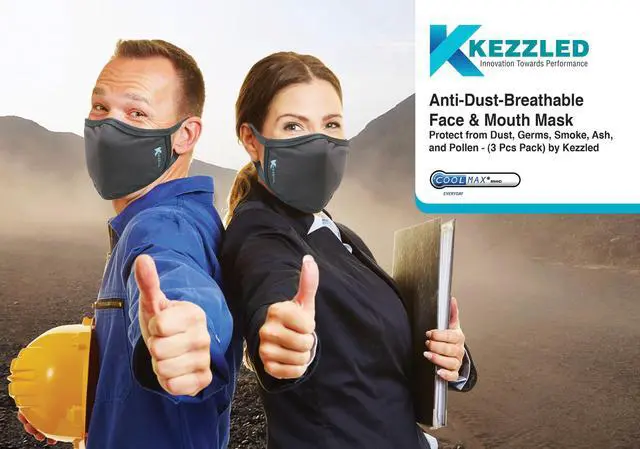 Alt view image 3 of 4 - Anti-Dust Breathable Face & Mouth Mask - Black by Kezzled (Pack of 3)