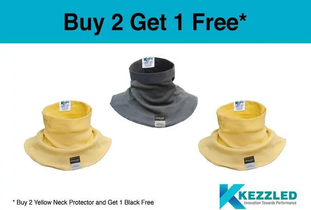 Main image of Kevlar® Cut Resistant Neck Protector Combo - 2 Yellow +1 Black by kezzled