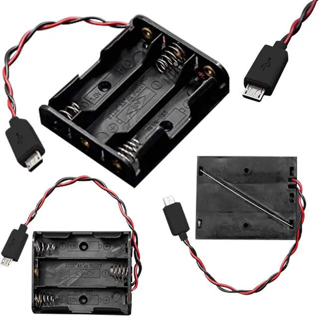 Main image of Vilros 3 AA Battery Holder With Micro USB Connector- Great For Raspberry Pi Pico