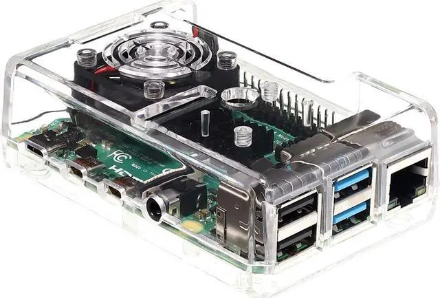 Alt view image 2 of 4 - Vilros Raspberry Pi 4 Compatible Clear Transparent Case with Built in Fan