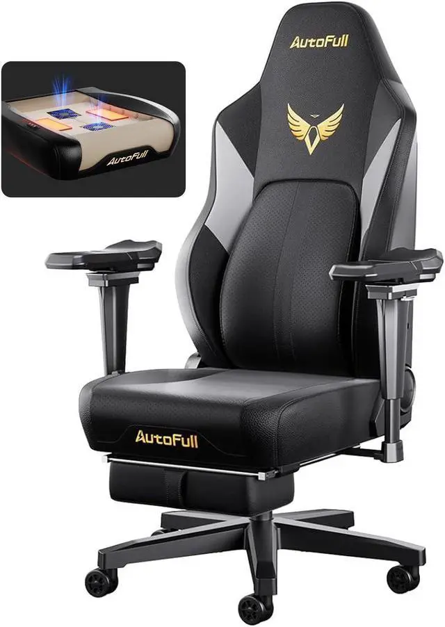Main image of AutoFull M6 Gaming Chair with Ventilated Heated Cushion and Ergonomics AUTO Dynamic Tracking Lumbar Support Office Chair 6D Adjustable Armrests PC Chair for Adults with Footrest,Black