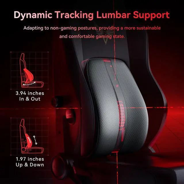 Alt view image 5 of 7 - AutoFull M6 Gaming Chair with Ventilated Heated Cushion and Ergonomics AUTO Dynamic Tracking Lumbar Support Office Chair 6D Adjustable Armrests PC Chair for Adults with Footrest,Black