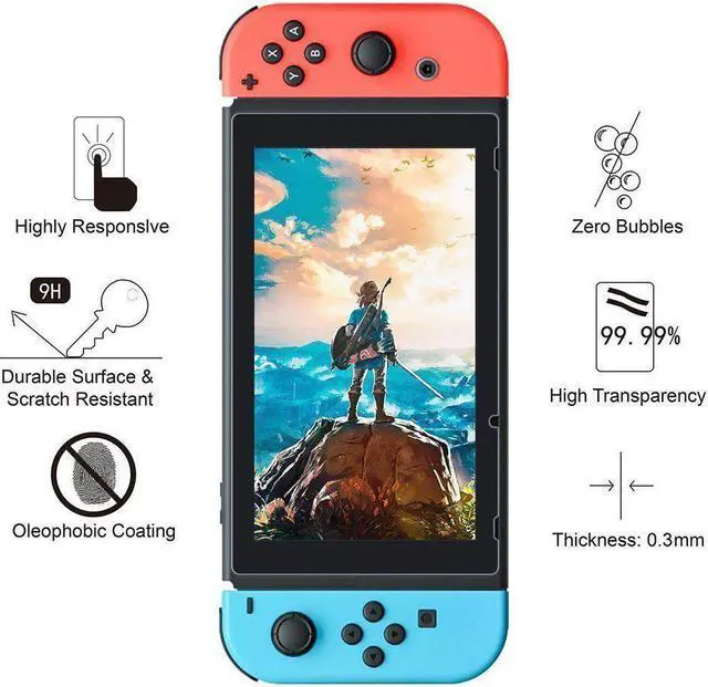 Alt view image 4 of 7 - 2 x Tempered Glass Film Screen Protector Cover Skin Guard for Nintendo Switch Console