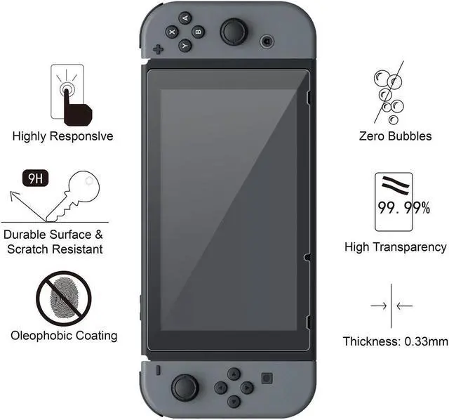 Alt view image 5 of 7 - 2 x Tempered Glass Film Screen Protector Cover Skin Guard for Nintendo Switch Console