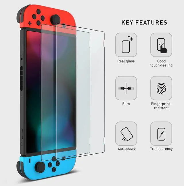 Main image of 2 x Tempered Glass Film Screen Protector Cover Skin Guard for Nintendo Switch Console