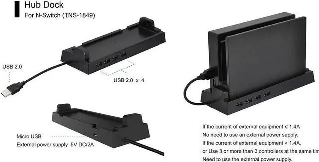 Alt view image 6 of 7 - OSTENT 4 USB Port Hub External Splitter Expansion Adapter Stand for Nintendo Switch