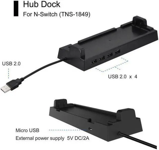 Alt view image 7 of 7 - OSTENT 4 USB Port Hub External Splitter Expansion Adapter Stand for Nintendo Switch
