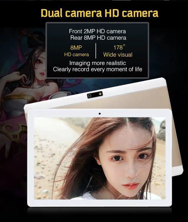 Alt view image 4 of 7 - 10.1""Inch Octa Core 4G+64G Android 7.0 WiFi Tablet PC Dual SIM Dual Camera Rear 8.0MP IPS Bluetooth MTK6592 3G WiFi Call Phone Tablet Gifts