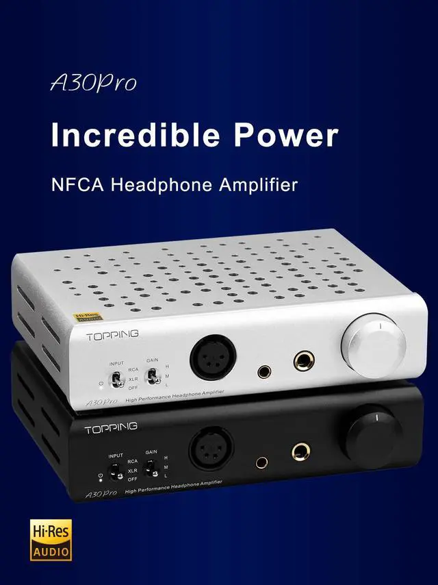 Alt view image 2 of 7 - Topping A30 Pro NFCA Headphone Amplifier SE Balanced XLR Earphone Amps XLR 4.4mm 6.35mm Output Balanced Headphone Amp for D30 Pro (Silver)