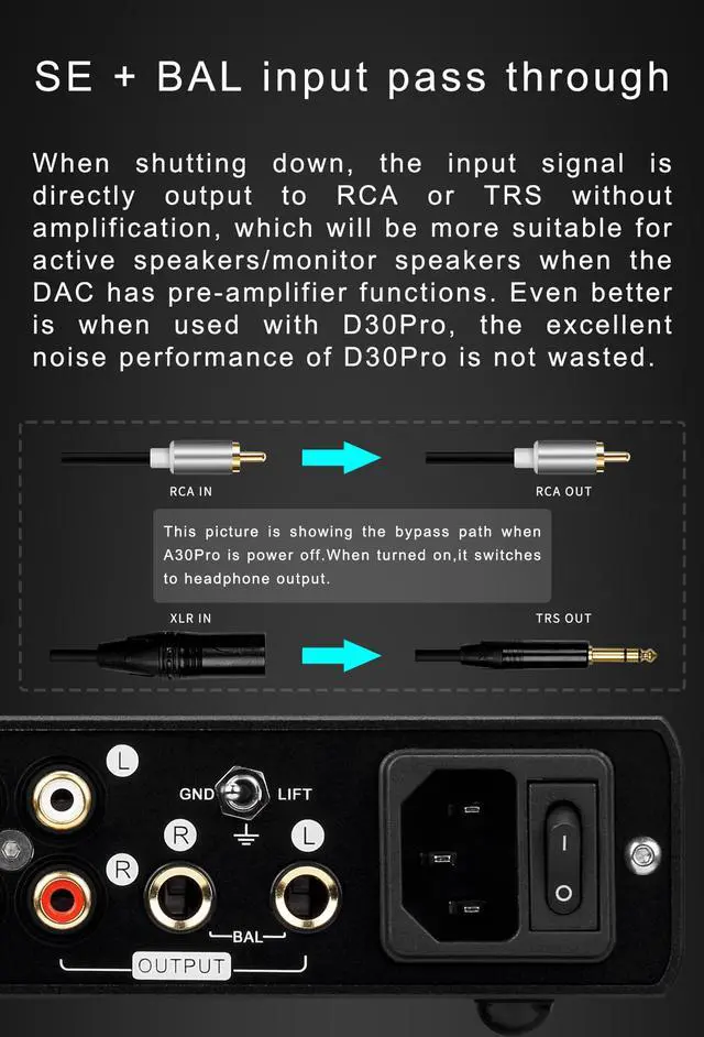 Alt view image 6 of 7 - Topping A30 Pro NFCA Headphone Amplifier SE Balanced XLR Earphone Amps XLR 4.4mm 6.35mm Output Balanced Headphone Amp for D30 Pro (Black)