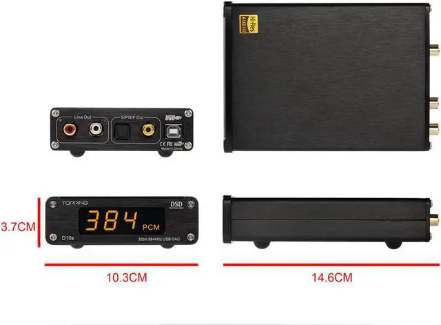Alt view image 3 of 7 - Topping D10s HiFi DAC USB DAC XU208 ES9038Q2M DSD256 32bit/384kHz Coax/Opt/RCA Output Mini Desktop Audio Decoder portable dac(Black)