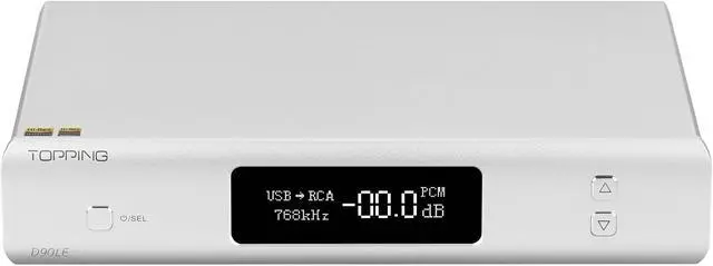 Main image of Topping D90LE Fully Balanced DAC ES9038PRO LDAC BT/USB/IIS/Opt/Coax/AES Hi-Res DAC Supported DSD512 Native PCM768kHz RCA XLR Output Preamp Decoder with Remote Control Silver
