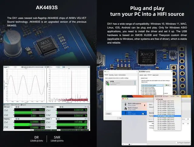 Alt view image 4 of 7 - Topping DX1 Mini Stereo DAC Headphone Amplifier Combo - 280mW x2 Powerful Output Two-Stage GAIN Switch USB Chargable Discrete LNRD AK4493S XU208 384kHz/32bit Native DSD256 HiFi Home Audio (Black)