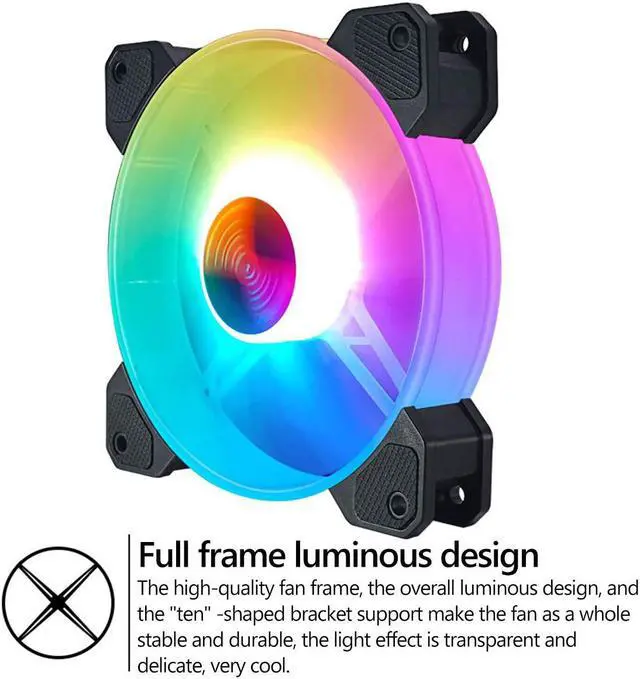 Alt view image 3 of 6 - 6 Pack RGB Case Fans,COOLMOON 120mm Silent Computer Cooling PC Case Fan Addressable RGB Color Changing LED Fan with Remote Control,Music Rhythm Sync & 5V ARGB Motherboard Sync