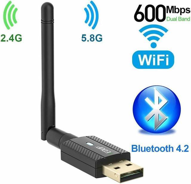 EDUP USB Bluetooth AC 600Mbps for PC, Wireless Wi-Fi Dongle Dual Band 2.4G/5.8G with Antenna Support Windows / XP/Vista/Mac OS - Newegg.com