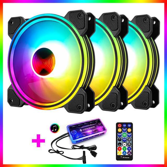 COOLMOON RGB Case Fans, 3 Pack 120mm Quiet Computer Cooling PC Fans, 5V RGB Addressable Motherboard SYNC/RC Controller, Colorful Silent Adjustable with Fan Control Hub Case Fans - Newegg.com