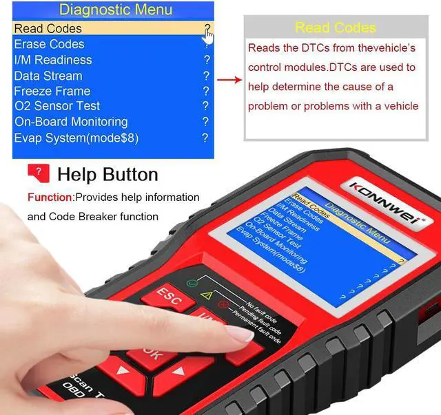 Alt view image 11 of 14 - KONNWEI OBD2 Scanner Professional Car OBD II Scanner Auto Diagnostic Fault Code Reader Automotive Check Engine Light Diagnostic EOBD Scan Tool for All OBDII Protocol Cars Since 1996 (Enhanced KW850)