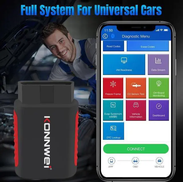 Alt view image 5 of 7 - [Authorized Distributor]KONNWEI KDIAG Automotive Full Function Diagnostic Instrument ABS Airbag Brake Pad Multifunctional Diagnostic Scanner KDIAG