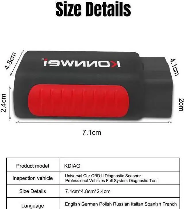 Alt view image 7 of 7 - [Authorized Distributor]KONNWEI KDIAG Automotive Full Function Diagnostic Instrument ABS Airbag Brake Pad Multifunctional Diagnostic Scanner KDIAG