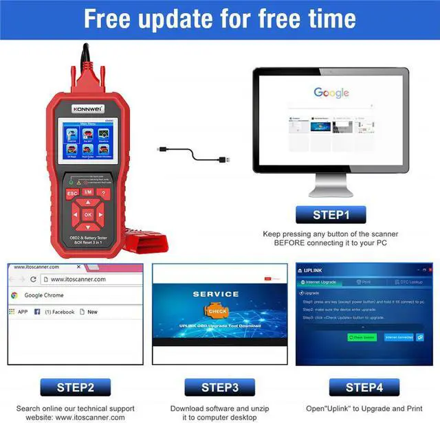 Alt view image 5 of 7 - [Authorized Distributor] KONNWEI KW890 Oil Reset OBD2 Scanner Car Professional Battery Tester Analyzer Engine Check Automotive Code Reader Diagnose Tool