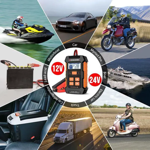 Alt view image 5 of 7 - [Authorized Distributor] KONNWEI KW520 alat perbaikan isi daya baterai truk mobil otomatis, alat perbaikan denyut nadi baterai mobil asam timbal KW520 12V 10a 24V 5A Gel Lithium KW520