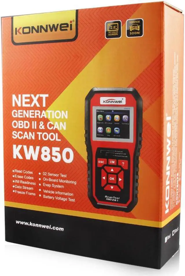Alt view image 7 of 7 - [Authorized Distributor] KONNWEI KW850 Car OBD2 Scanner Professional Car Diagnostic Scanner Tools OBD 2 Check Engine Check Automotive Code Reader Battery