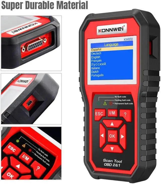Alt view image 5 of 7 - [Authorized Distributor] KONNWEI KW850 Car OBD2 Scanner Professional Car Diagnostic Scanner Tools OBD 2 Check Engine Check Automotive Code Reader Battery
