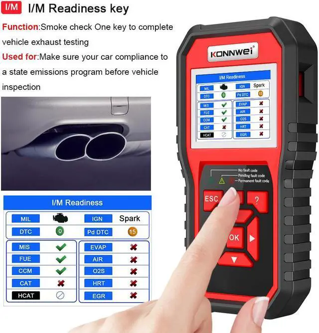 Alt view image 3 of 7 - [Authorized Distributor] KONNWEI KW850 Car OBD2 Scanner Professional Car Diagnostic Scanner Tools OBD 2 Check Engine Check Automotive Code Reader Battery