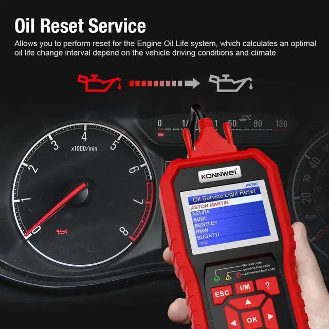 Alt view image 3 of 7 - [Authorized Distributor] KONNWEI KW890 Oil Reset OBD2 Scanner Car Professional Car Battery Tester EOBD Engine Check Automotive Code Reader Diagnose Tool